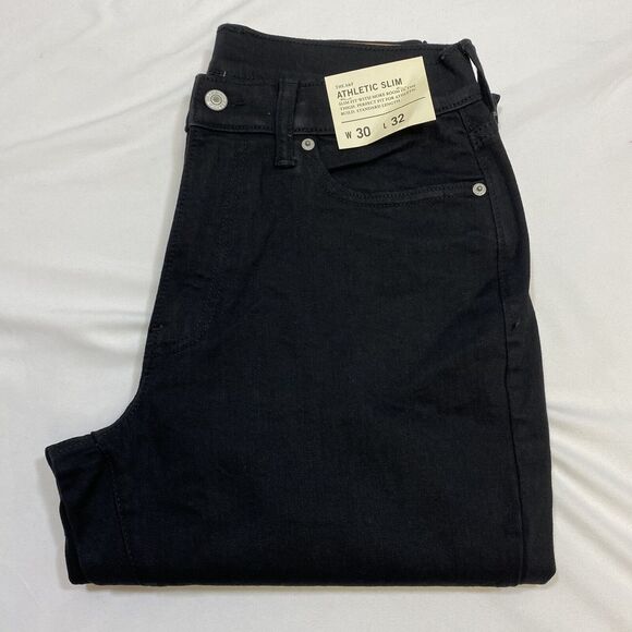 Abercrombie Fitch Jeans 28x32 Black Athletic Slim Distressed Wash Preppy Denim - Picture 6 of 8